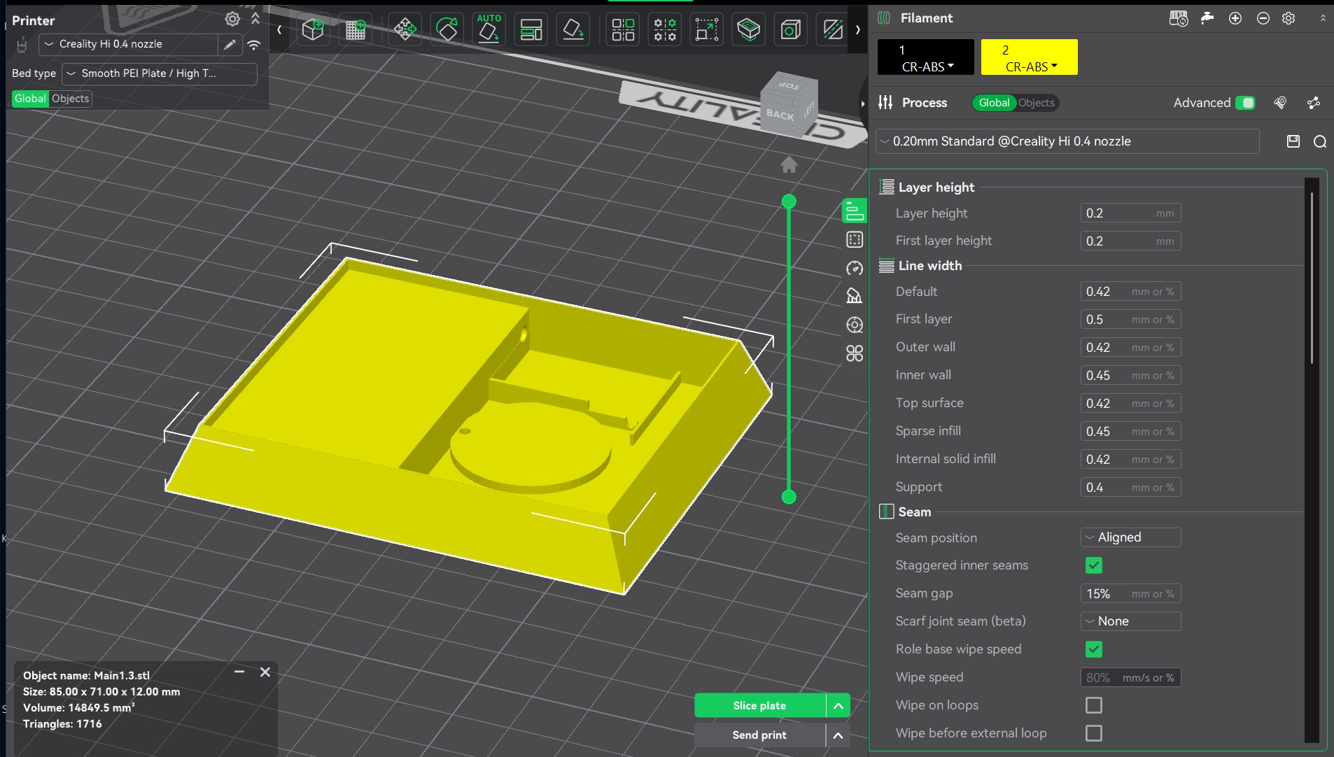 3D model of SmartSurf case in slicing software