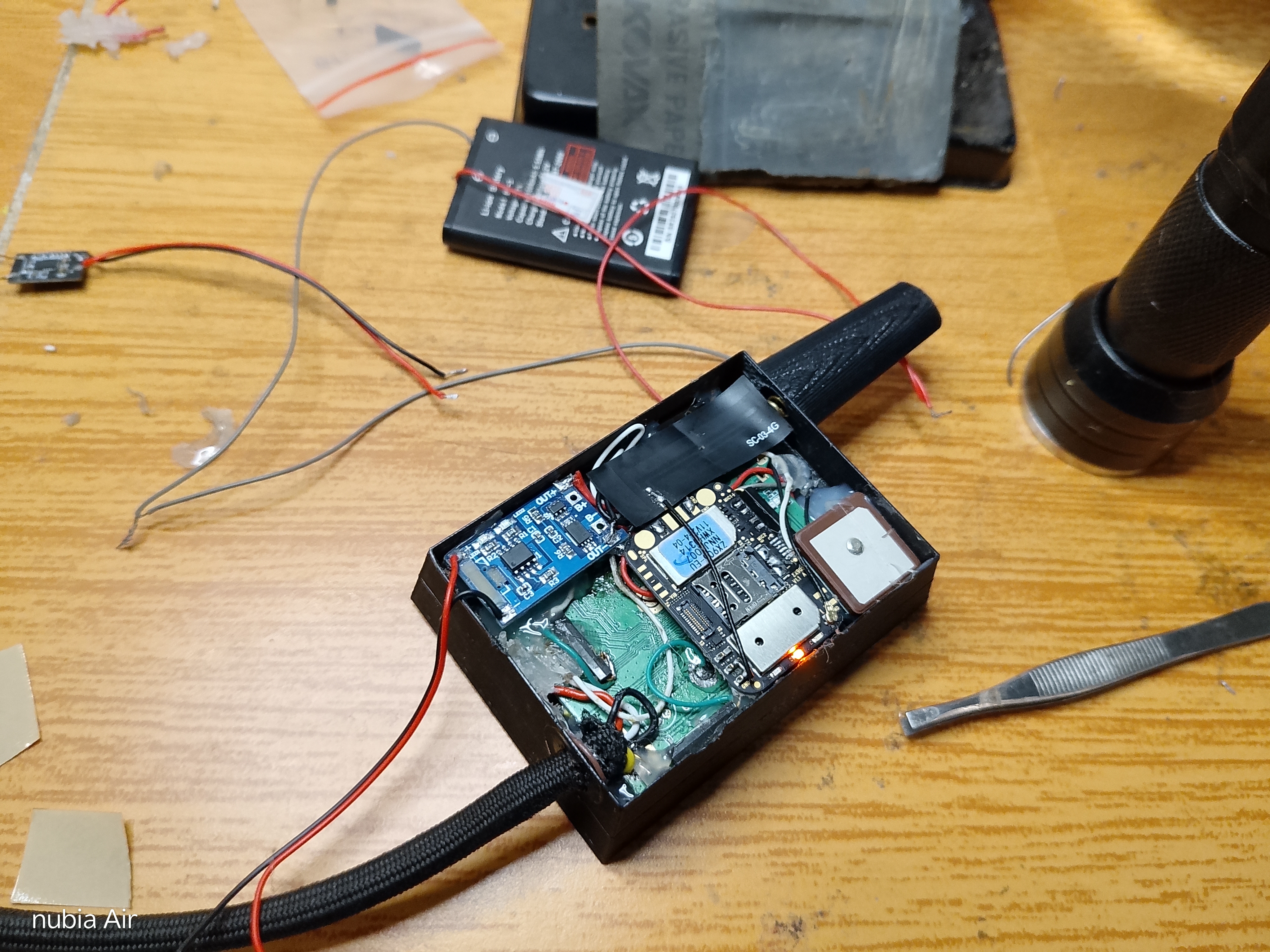 SmartSurf intercom prototype hardware on a bench